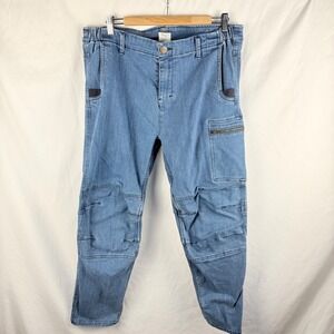 Ripton &‎ Co Moto Jeans Men's 36 Cargo Pockets Reinforced Knees Medium Wash
